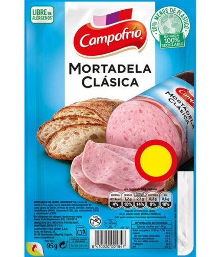 Campofrío mortadela clásica en lonchas especial bocadillo sin gluten envase 95 g